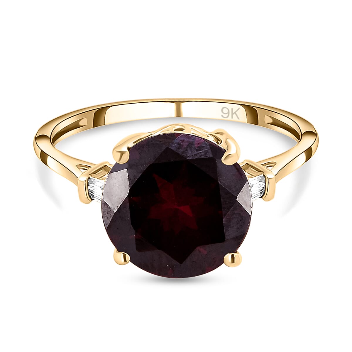 9K Yellow Gold Rhodolite Garnet and Diamond Ring 4.55 Ct.