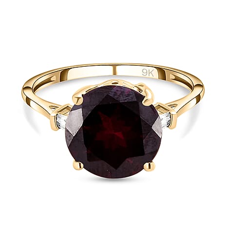 9K Yellow Gold Rhodolite Garnet and Diamond Ring 4.55 Ct.