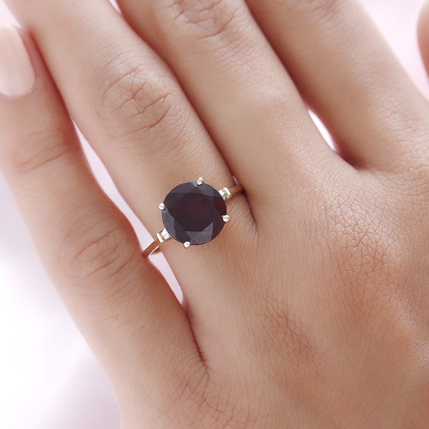 9K Yellow Gold Rhodolite Garnet and Diamond Ring 4.55 Ct.