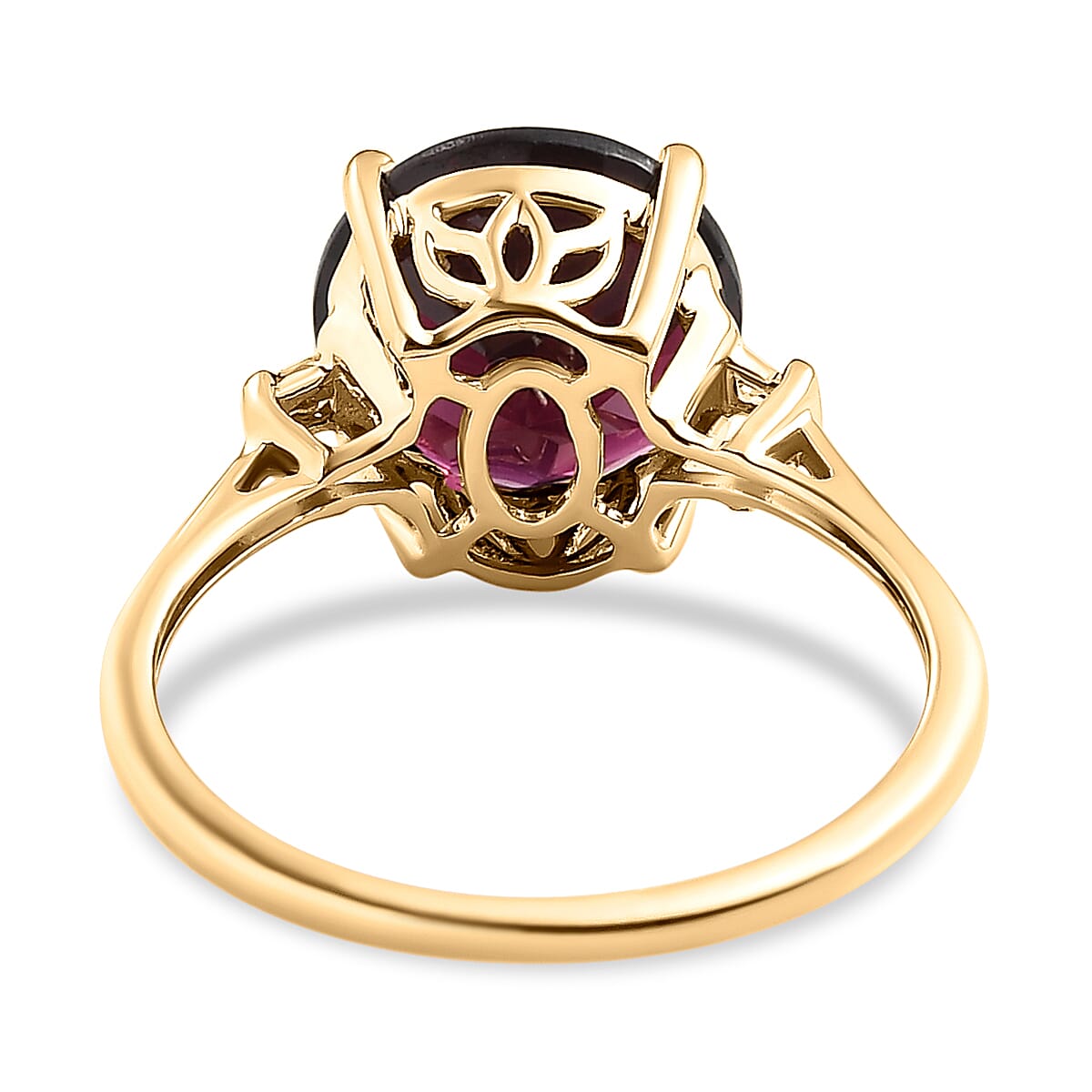 9K Yellow Gold Rhodolite Garnet and Diamond Ring 4.55 Ct.