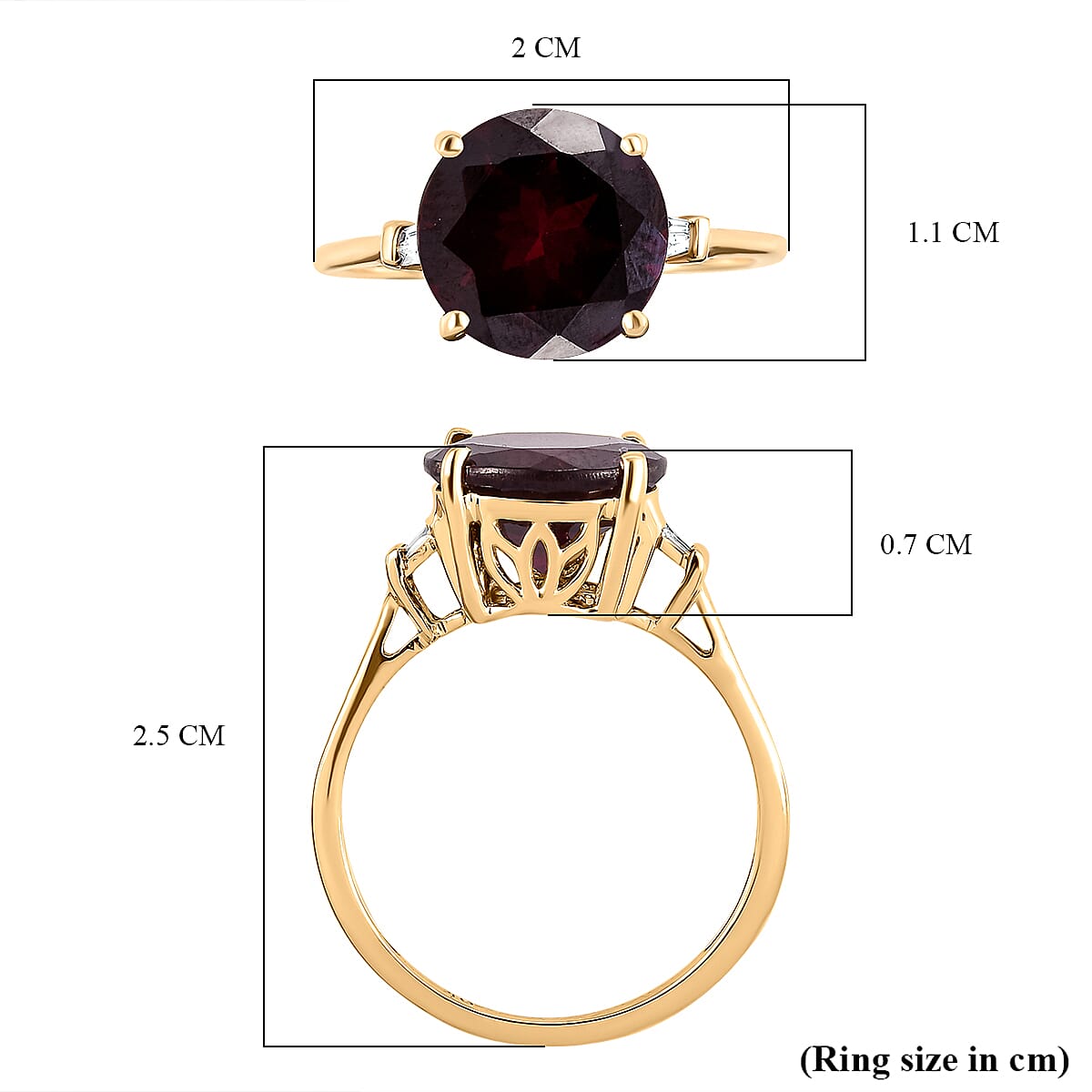 9K Yellow Gold Rhodolite Garnet and Diamond Ring 4.55 Ct.