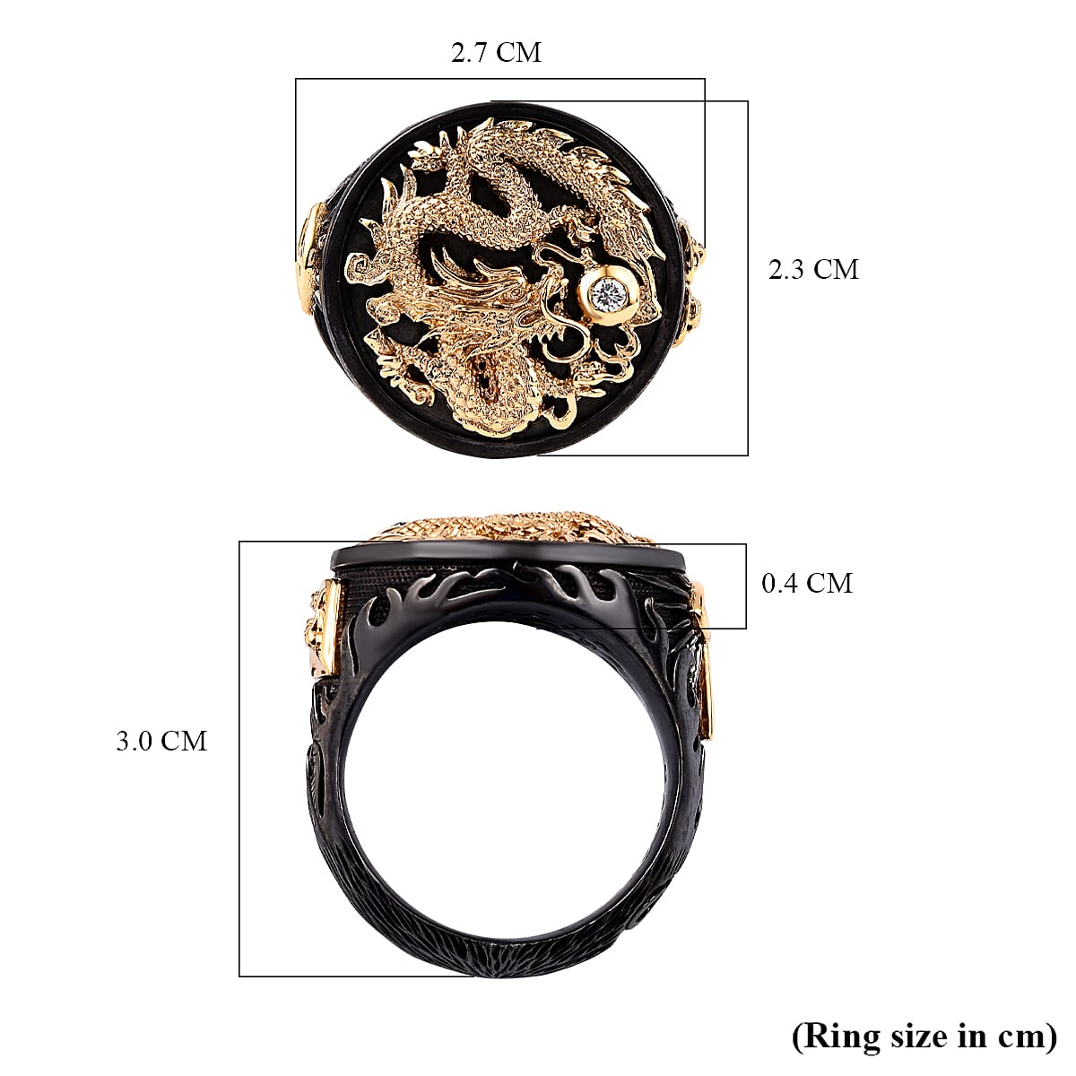 Galatea - The Capitan Collection - Diamond Dragon Ring in Diamond (SI-GH) & 14K Yellow Gold 3.42 Grams