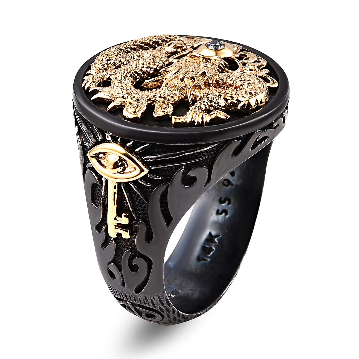 Galatea - The Capitan Collection - Diamond Dragon Ring in  Diamond (SI-GH) & 14K Yellow Gold 3.42 Grams