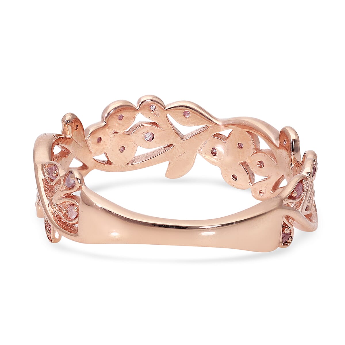 Natural Pink Diamond Ring in Vermeil Rose Gold Overlay Sterling Silver 0.20 Ct.