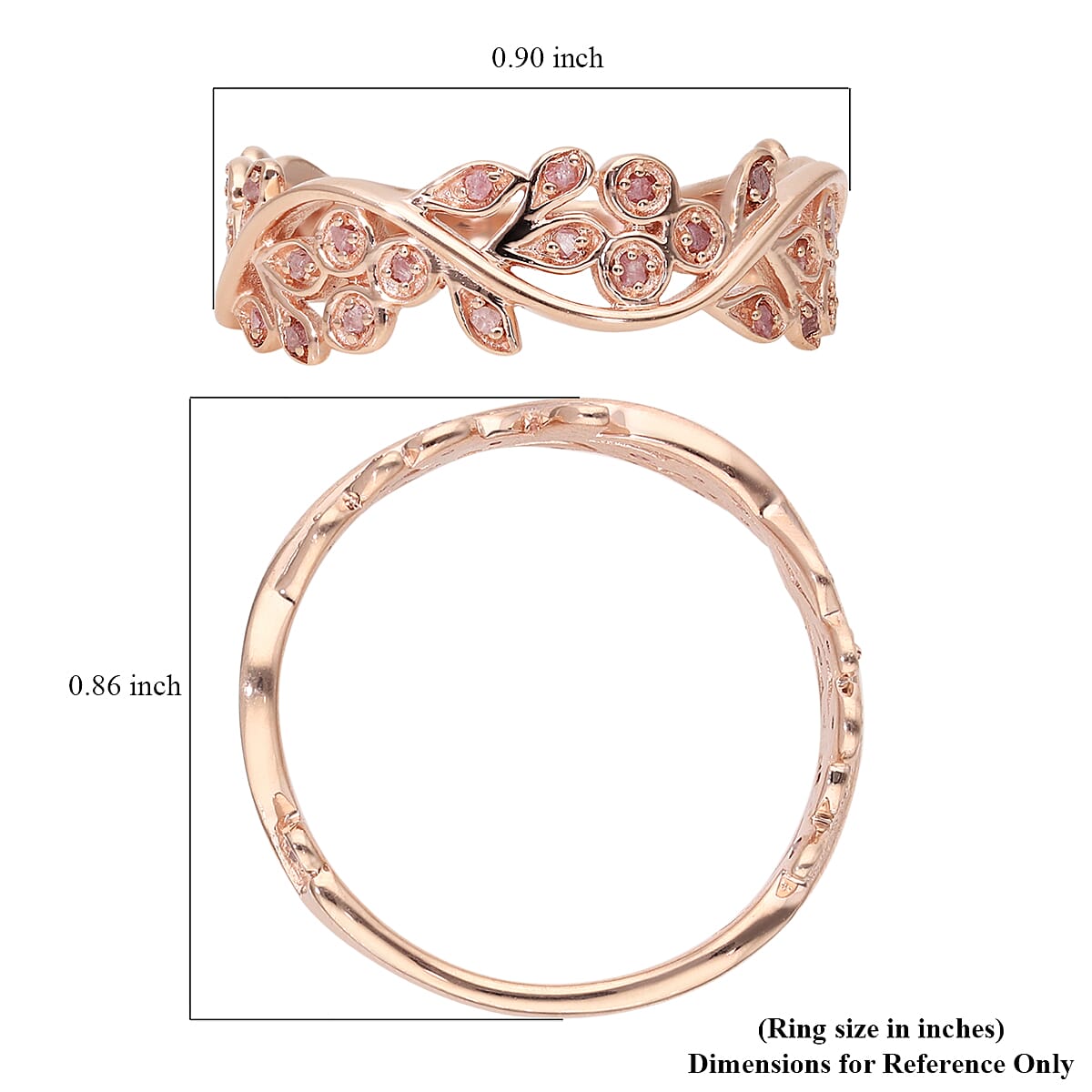 Natural Pink Diamond Ring in Vermeil Rose Gold Overlay Sterling Silver 0.20 Ct.