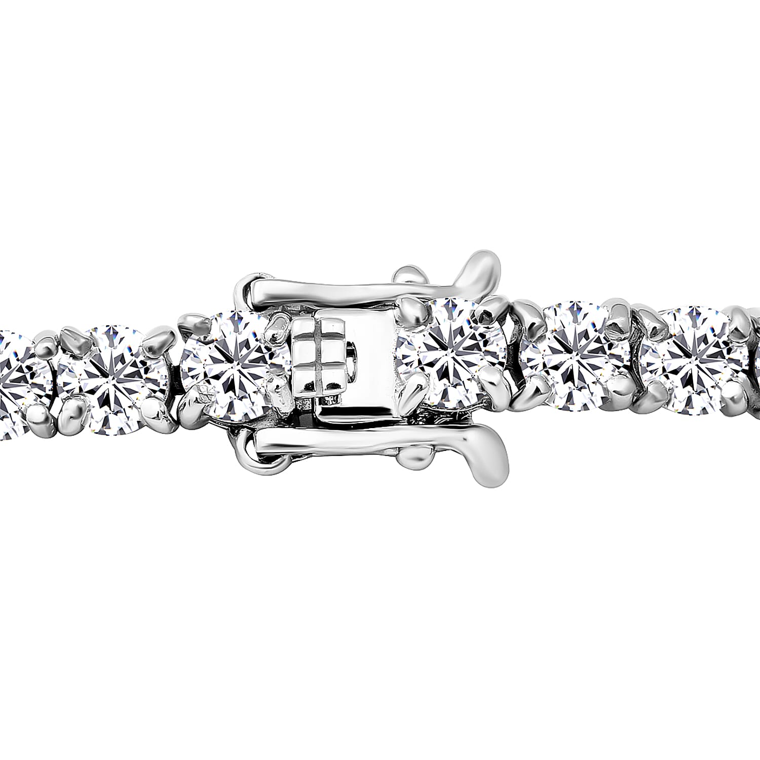 Moissanite Bracelet (Size - 7) in Rhodium Overlay Sterling Silver 9.60 Ct, Silver Wt. 9.31 Gms