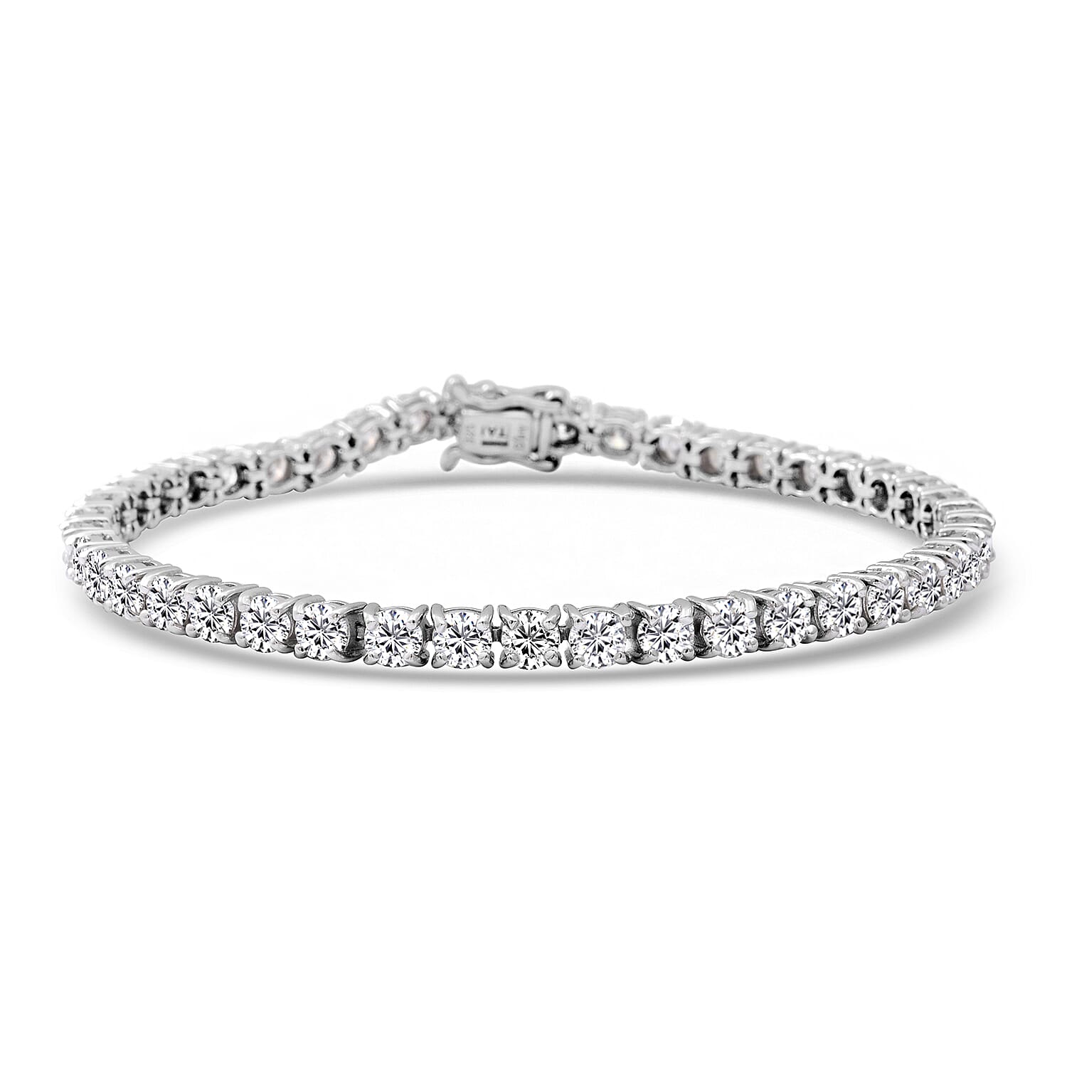 Moissanite Sterling Silver Tennis Bracelet (Size - 7.5) with GB Lock Box 10.32 Ct, Silver Wt. 11.00 Gms