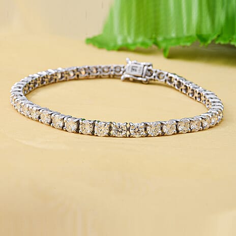Moissanite Sterling Silver Tennis Bracelet (Size - 7.5) with GB Lock Box 10.32 Ct, Silver Wt. 11.00 Gms