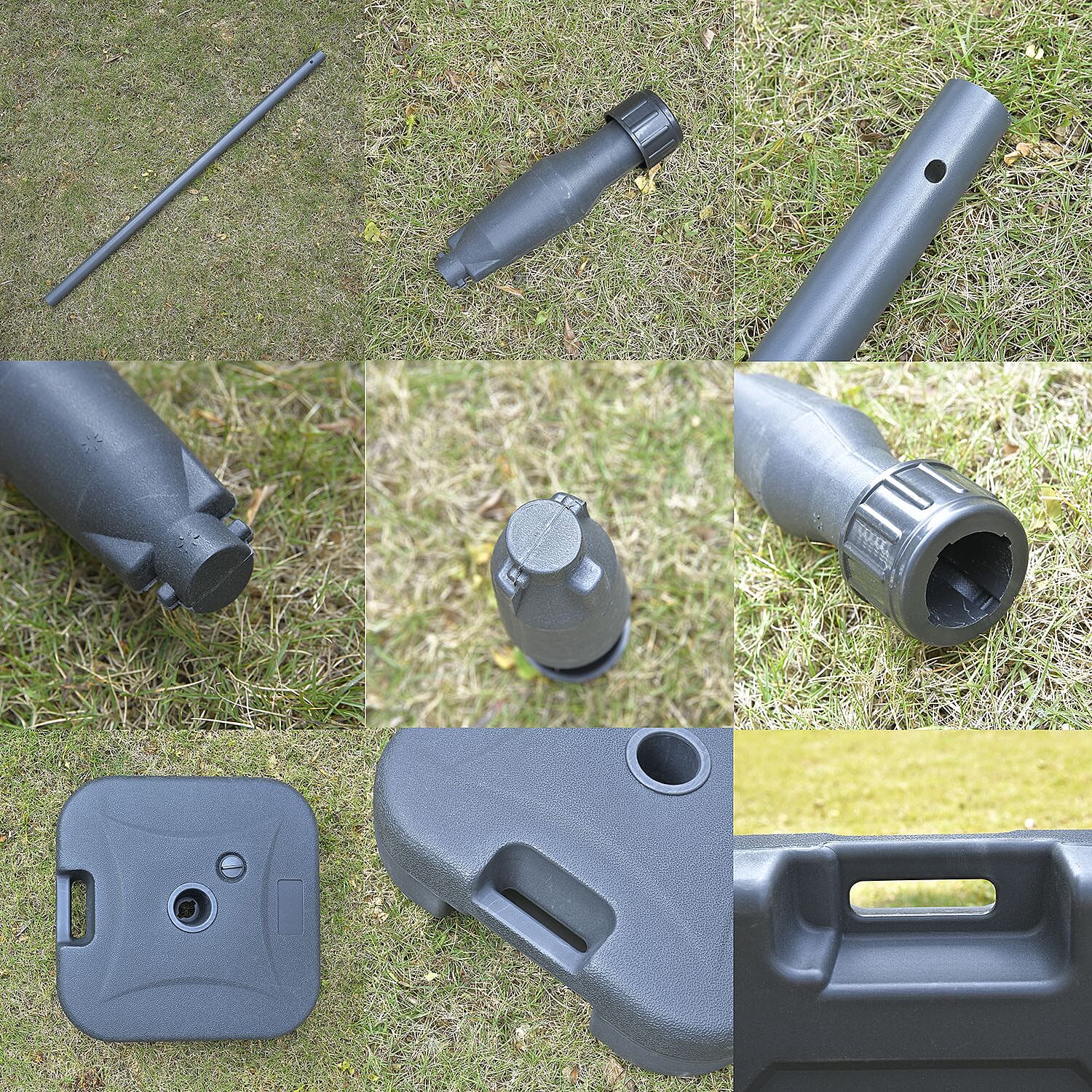 Outdoor Parasol with Solar LED Lights and Solid Base, 8 arm, 2.7m Diameter, 2.5m height - Green