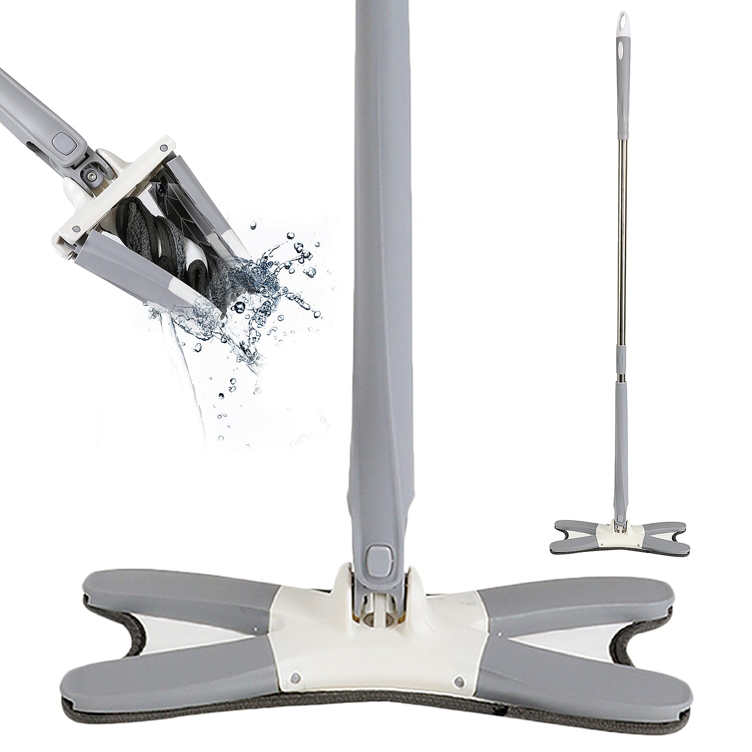 X Type 360 Degree Rotation Floor Mop with 3 Extra Microfibre Pads (Size 130cm)