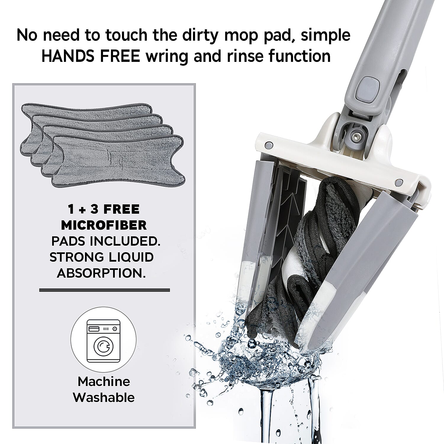 X Type 360 Degree Rotation Floor Mop with 3 Extra Microfibre Pads (Size 130cm)