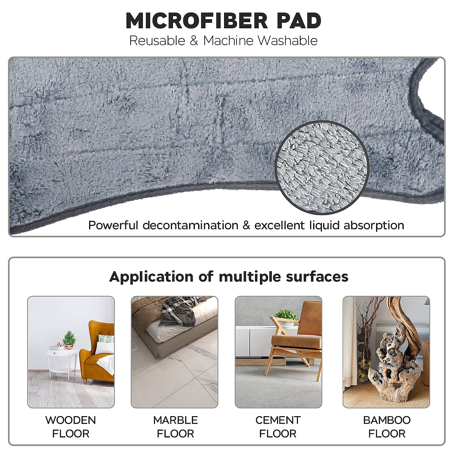 X Type 360 Degree Rotation Floor Mop with 3 Extra Microfibre Pads (Size 130cm)