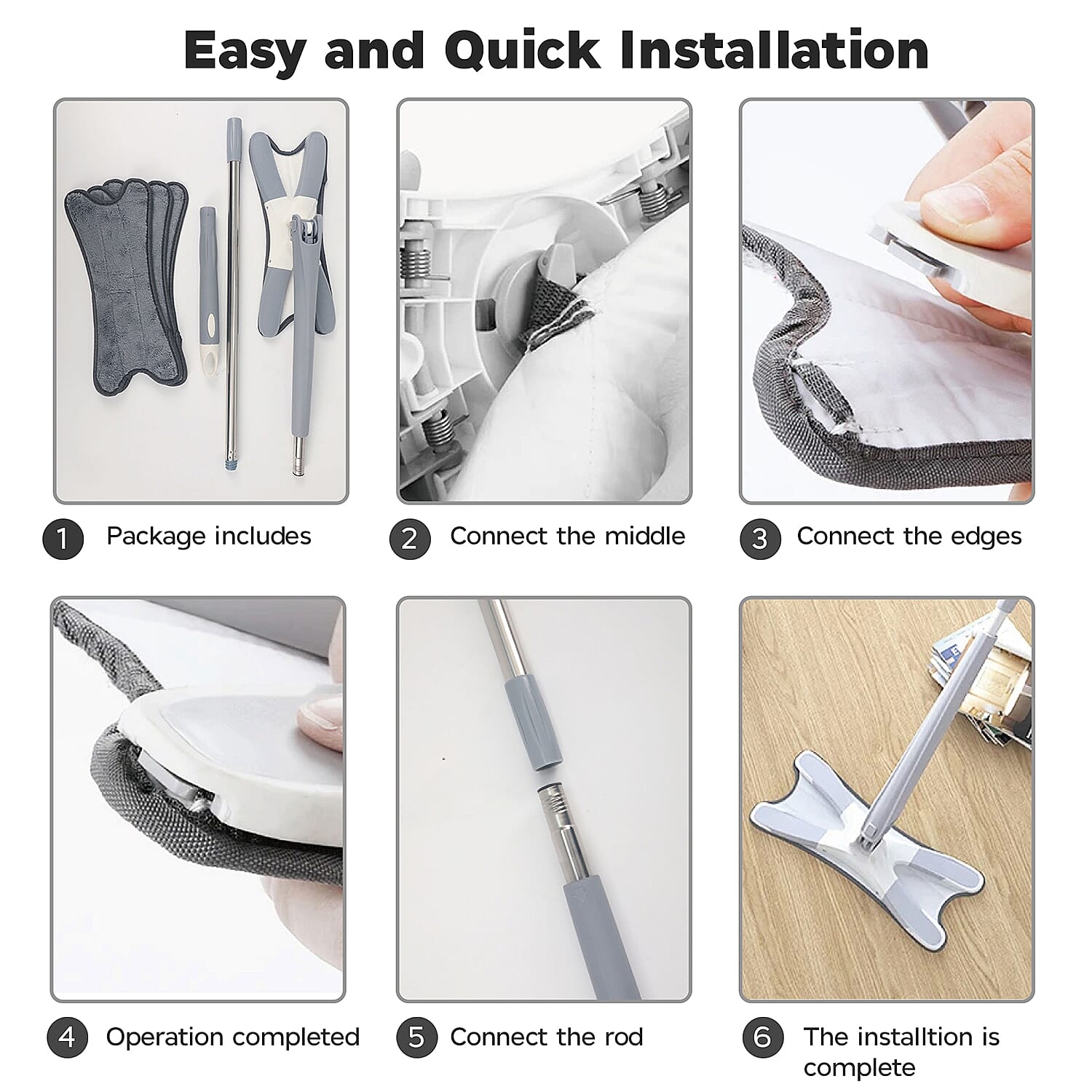 X Type 360 Degree Rotation Floor Mop with 3 Extra Microfibre Pads (Size 130cm)