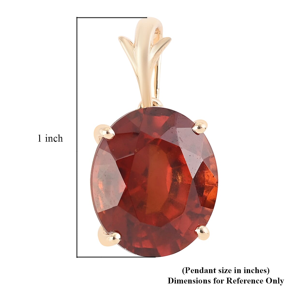 9K Yellow Gold AGI Certified AAA Honey Garnet Solitaire Pendant 9.30 Ct.