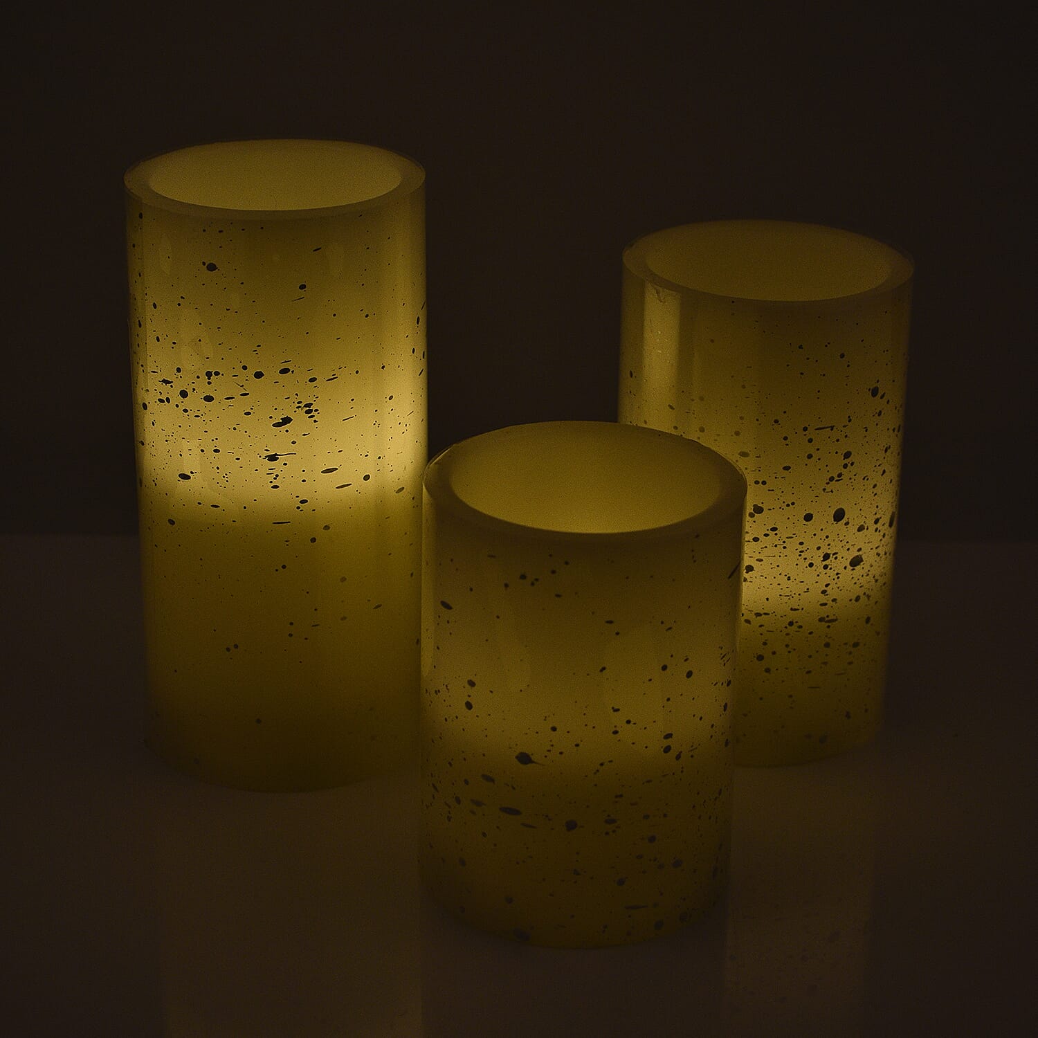 3 Pcs Speckled LED Candle Set with Remote - Hand Made with Wax (6 X AA Battery not Included)