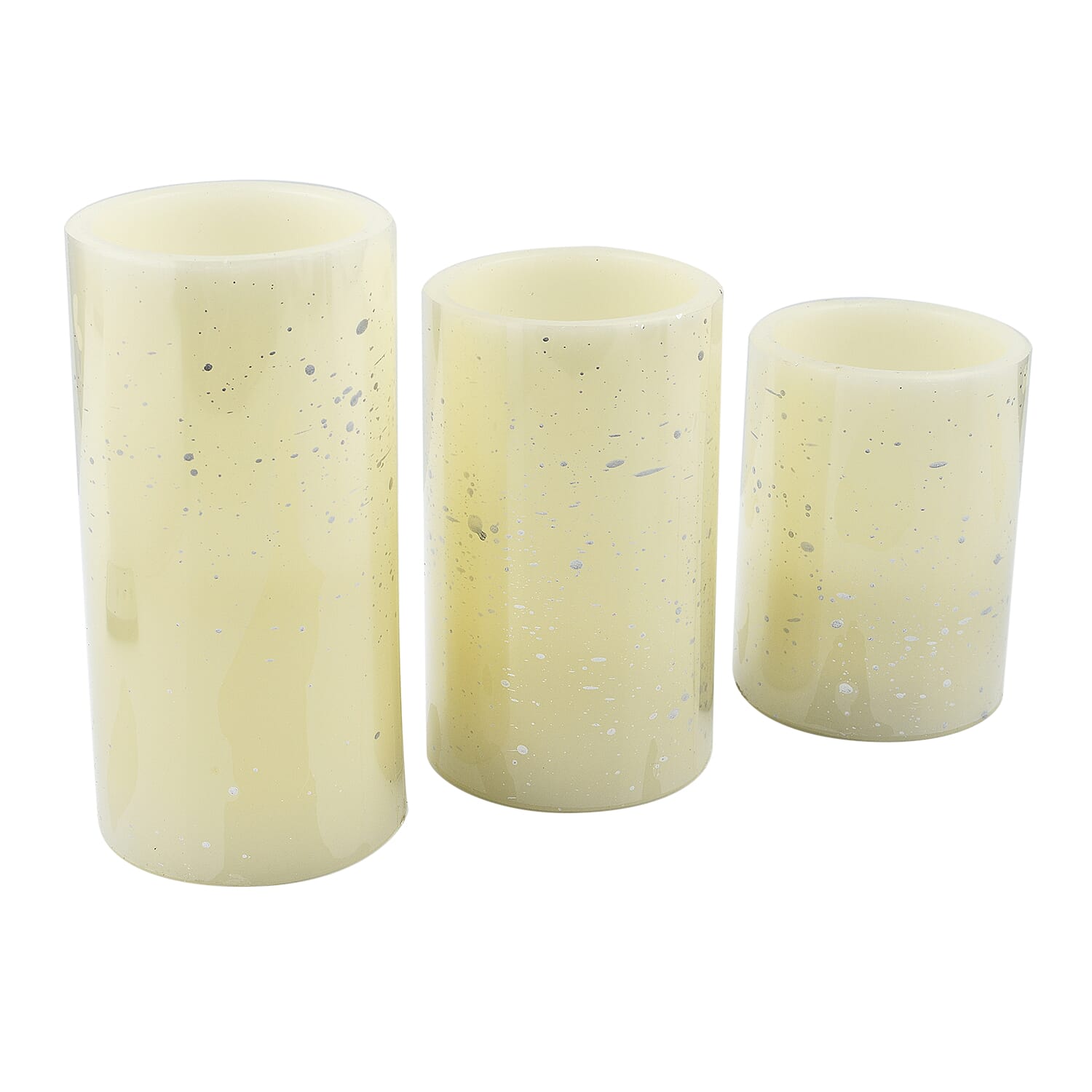 3 Pcs Speckled LED Candle Set with Remote - Hand Made with Wax (6 X AA Battery not Included)