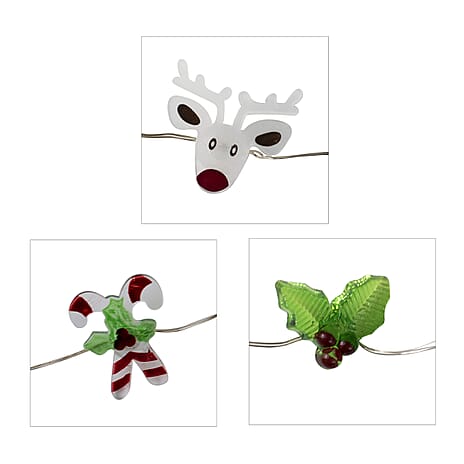 Set of Three Novelty Christmas Lights, Reindeer, Mistletoe and Candy Cane