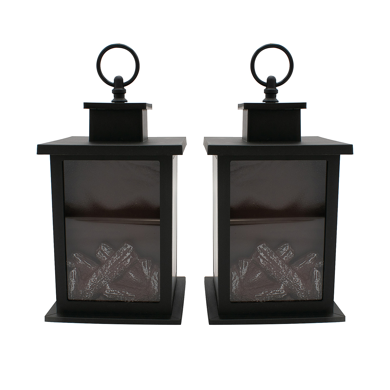 Set-of-Fireplace-Lantern-with-Warm-Light-(Requires-3AA-Batteries)-Blac