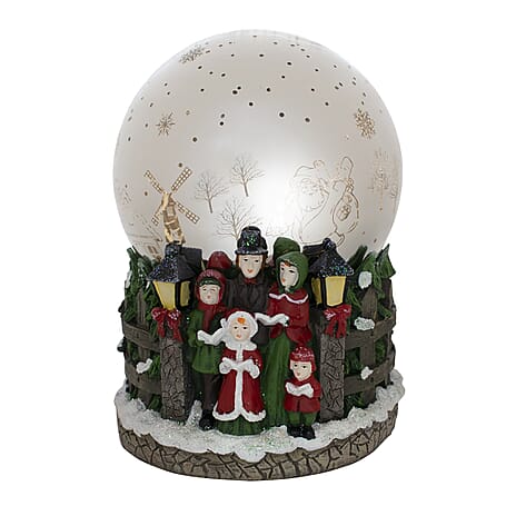 Mercury Glass Musical Christmas Scene Globe Light.