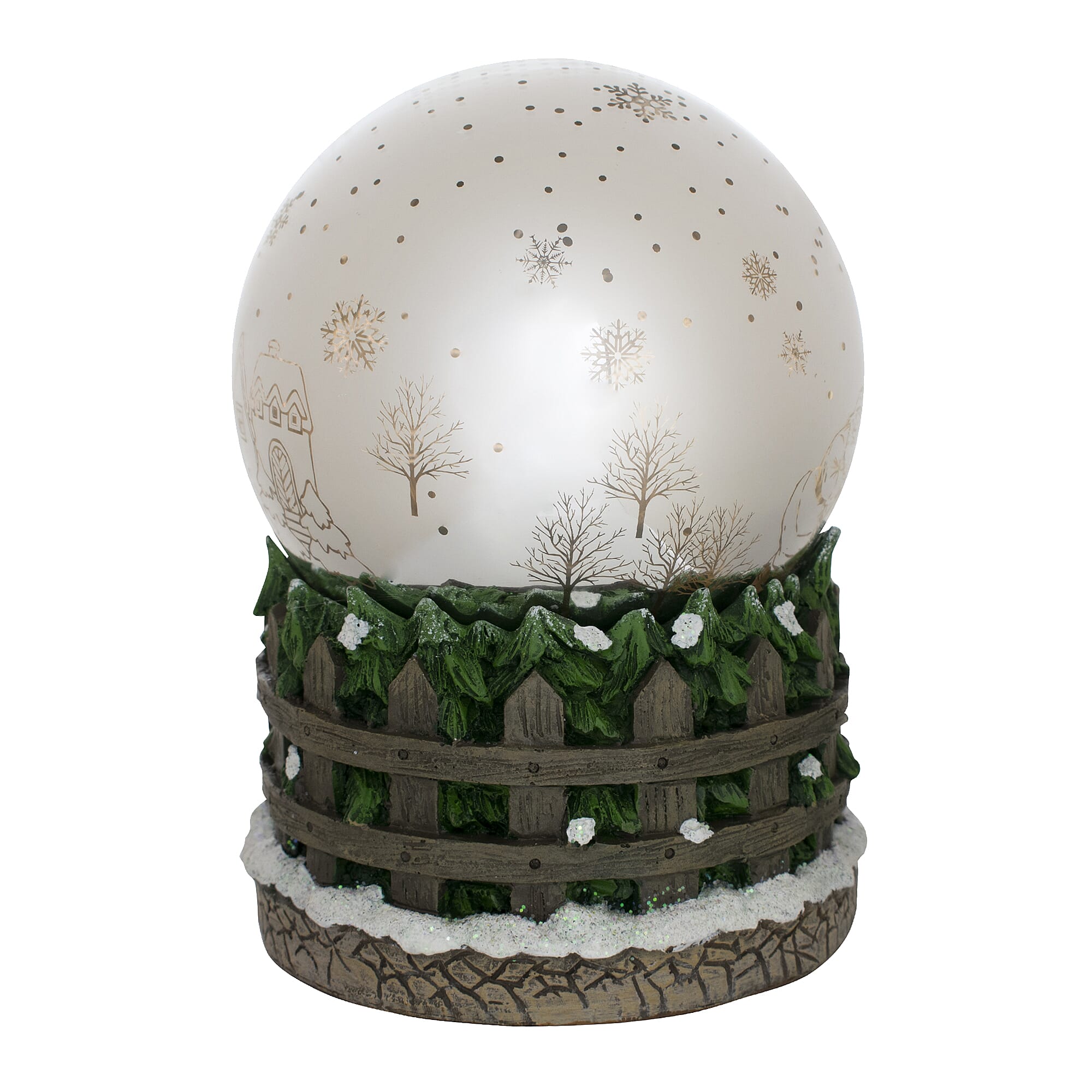 Mercury Glass Musical Christmas Scene Globe Light.