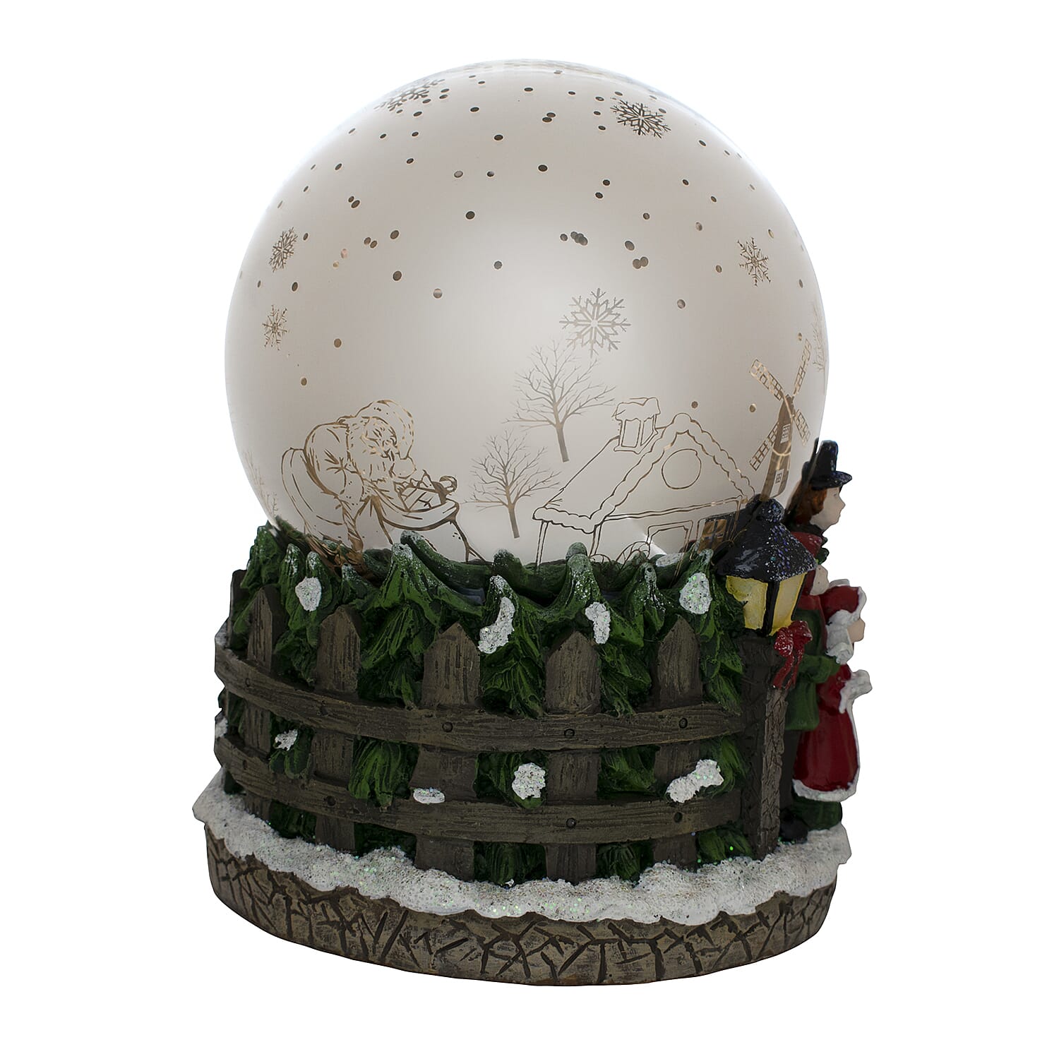 Mercury Glass Musical Christmas Scene Globe Light.