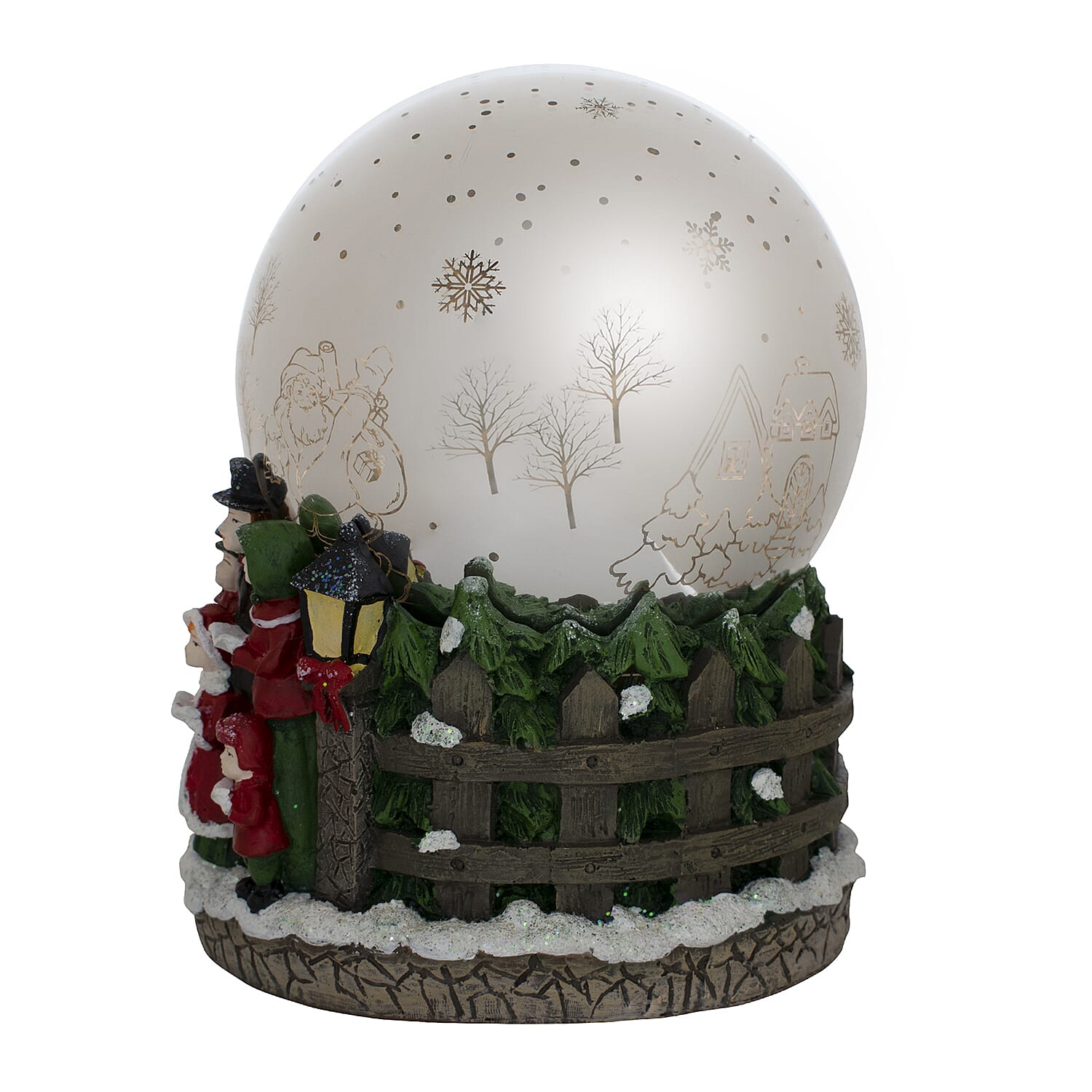 Mercury Glass Musical Christmas Scene Globe Light.