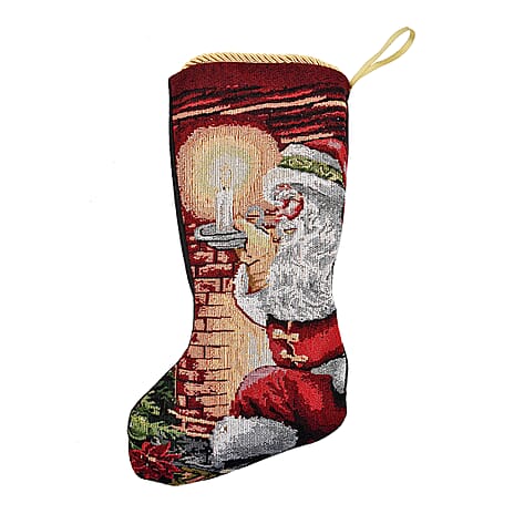 Christmas Stocking with Lights - Wine Red