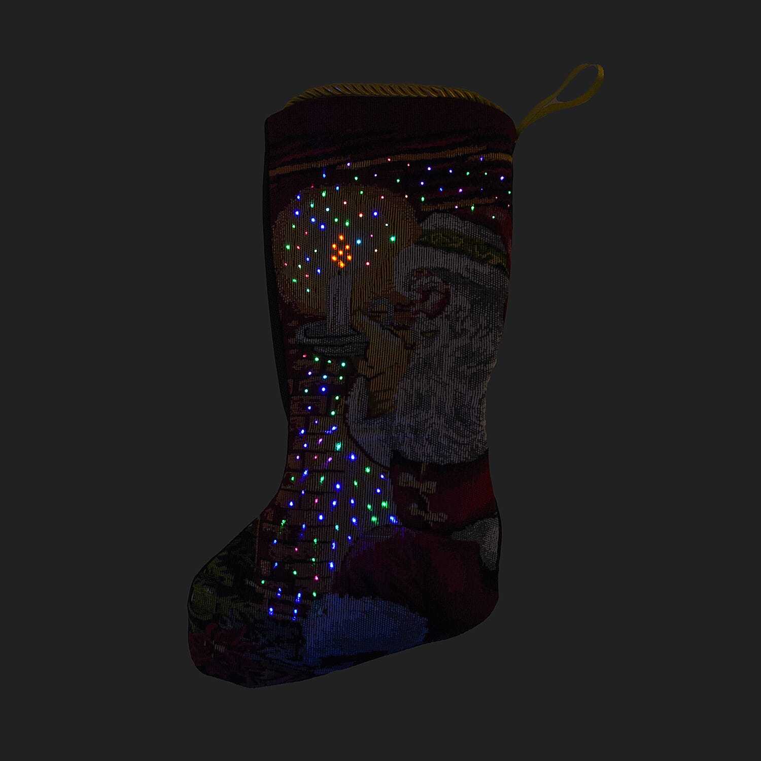 Christmas Stocking with Lights - Wine Red