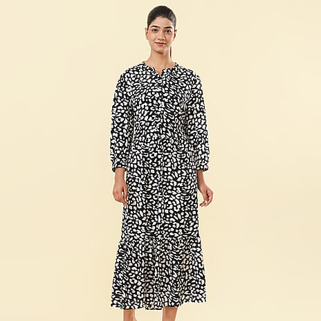 TAMSY Leopard Pattern Dress (Size S, 8-10) - Black