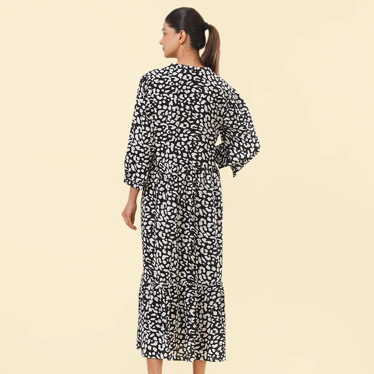 TAMSY Leopard Pattern Dress (Size L, 16-18) - Black