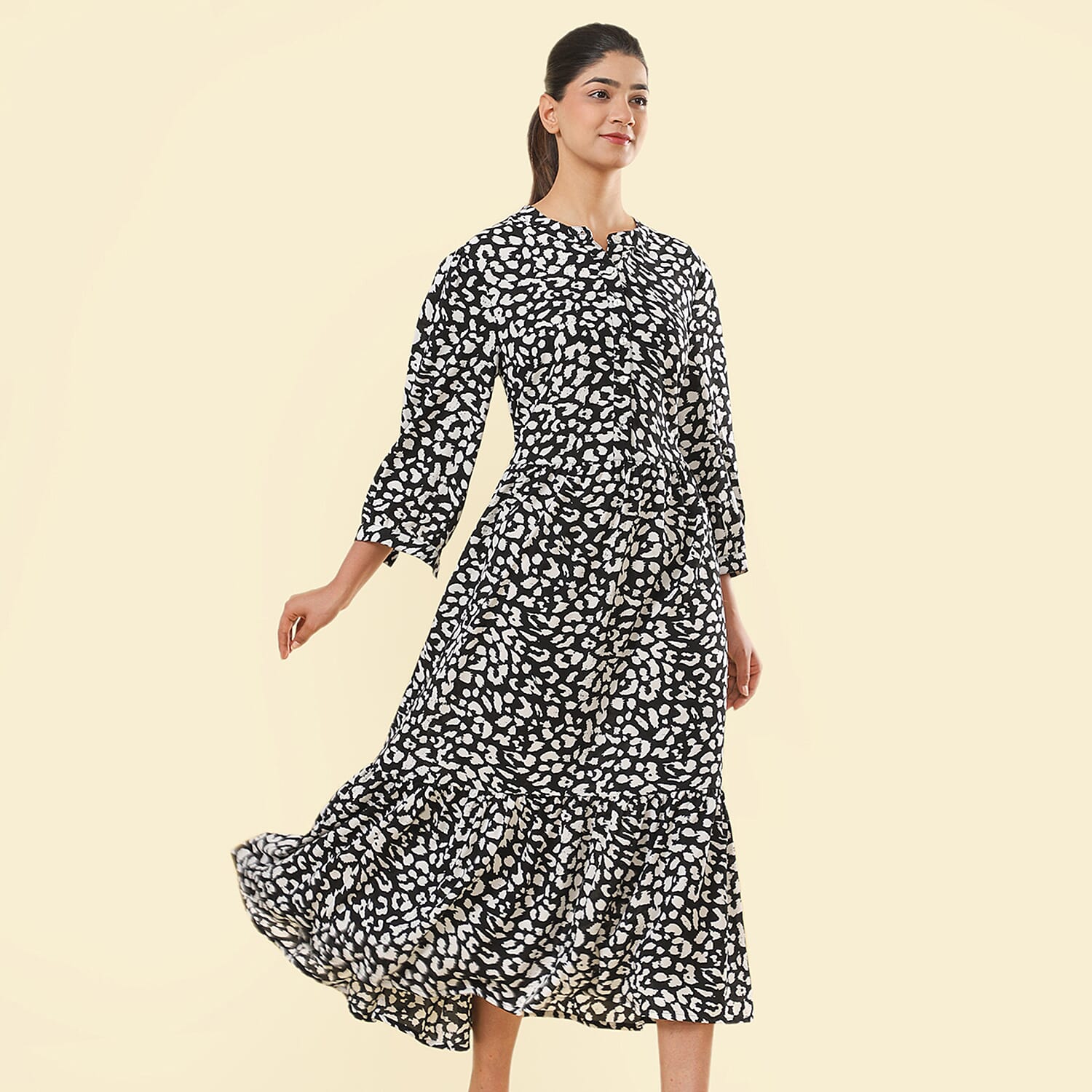 TAMSY Leopard Pattern Dress (Size L, 16-18) - Black