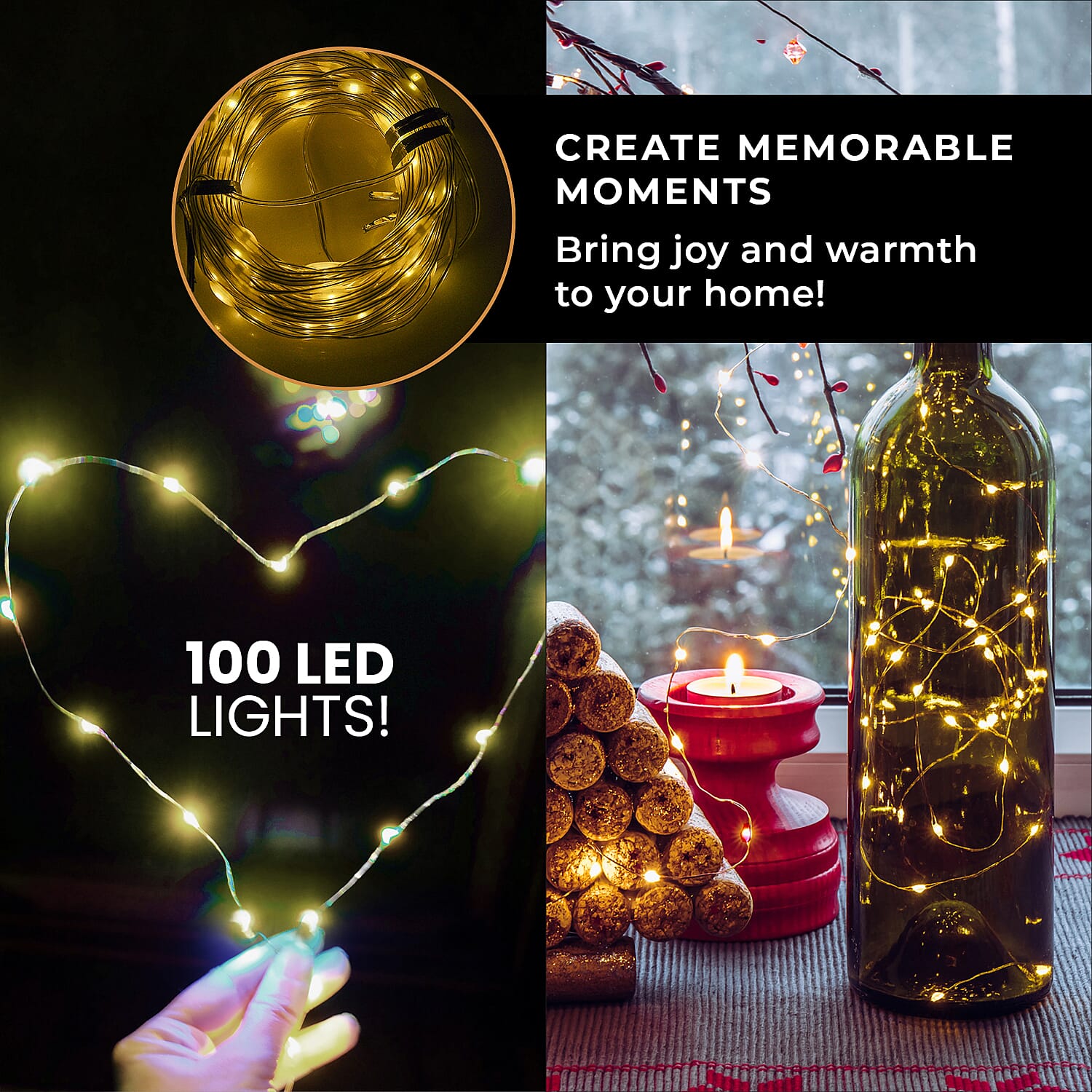 100 LED Lights with Flashing & Timer - Warm Light