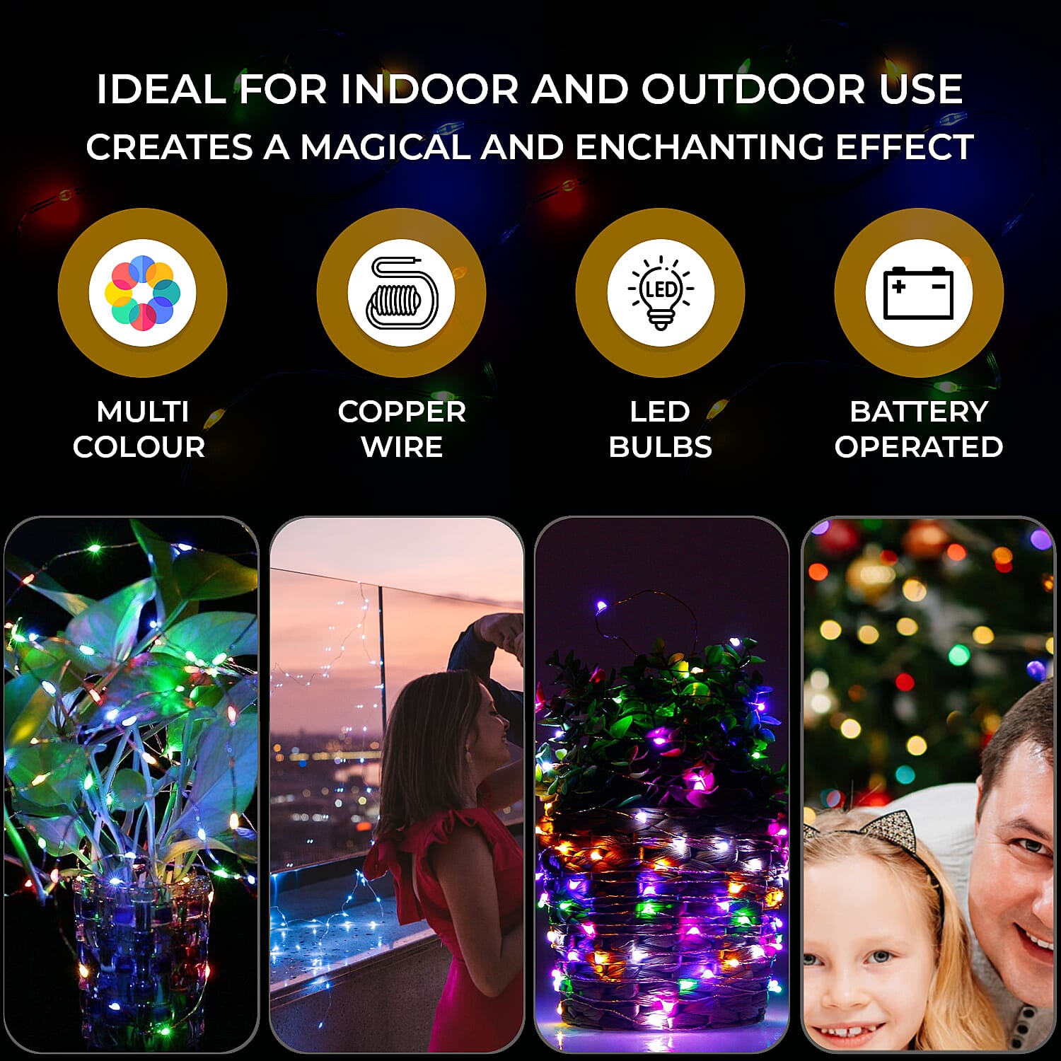 100 LED Lights with Flashing - Timer - Multi