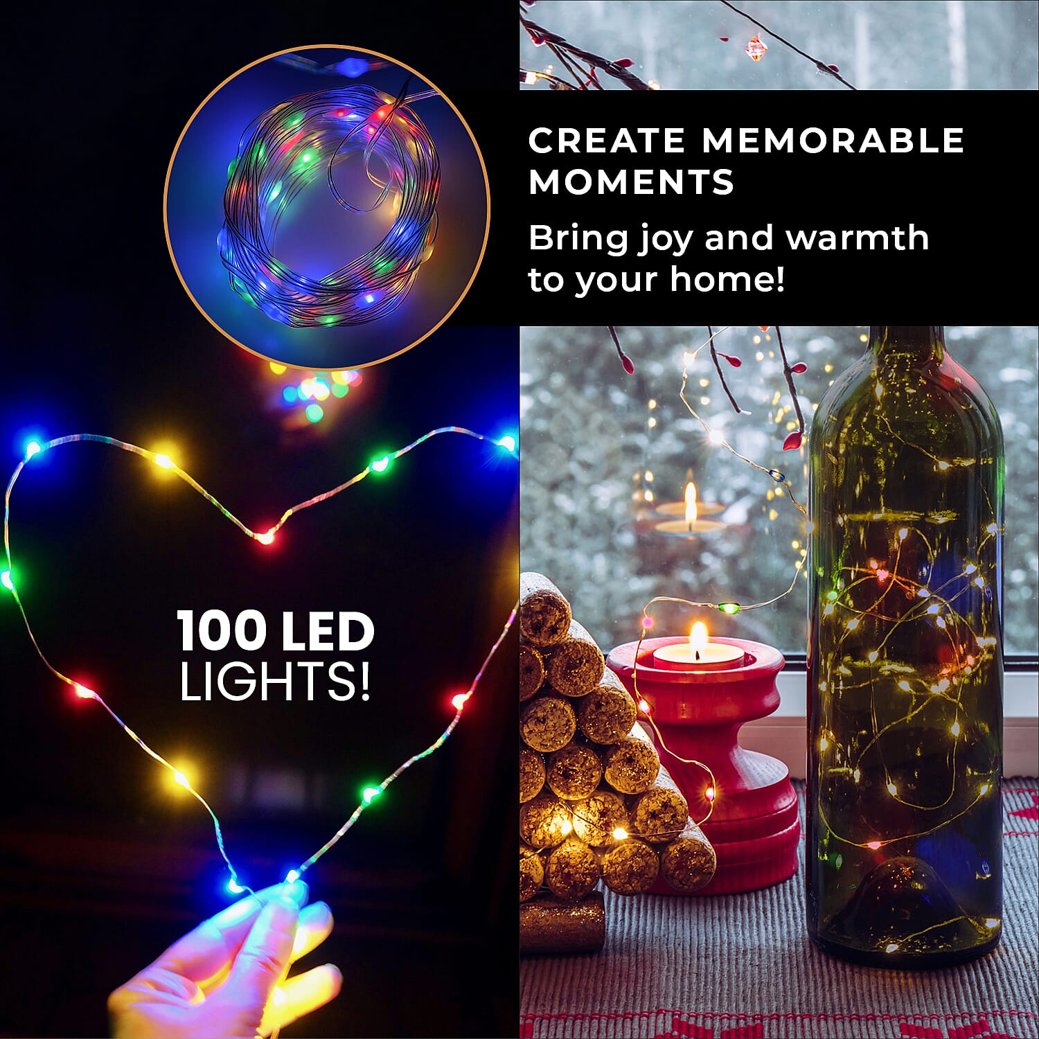 100 LED Lights with Flashing - Timer - Multi