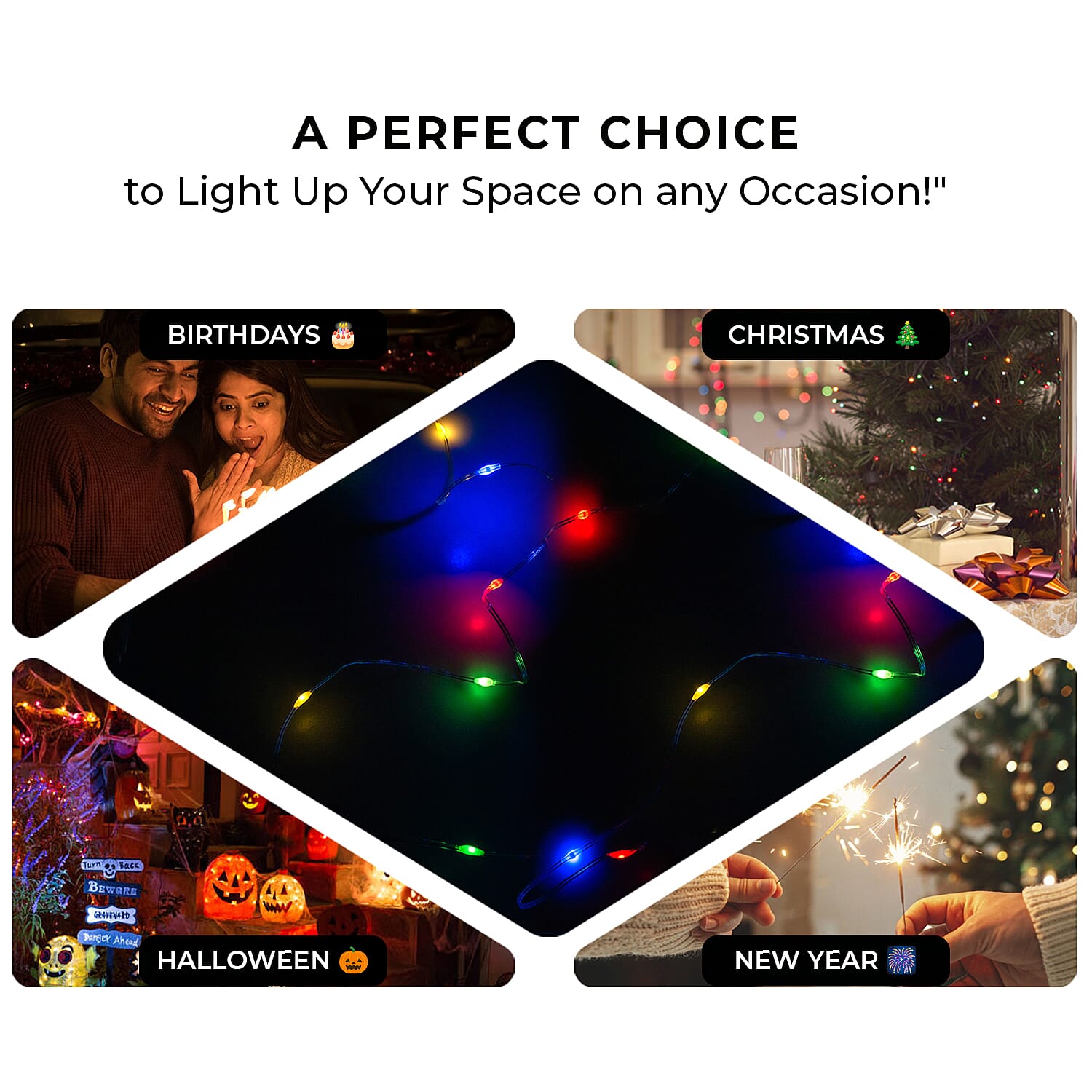 100 LED Lights with Flashing - Timer - Multi