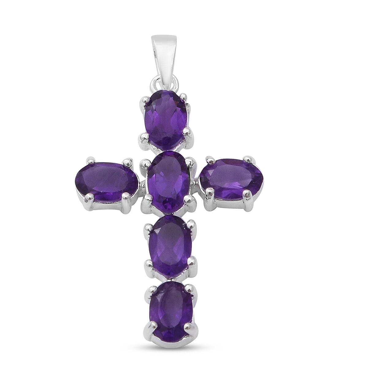 Amethyst Cross Pendant in Sterling Silver.