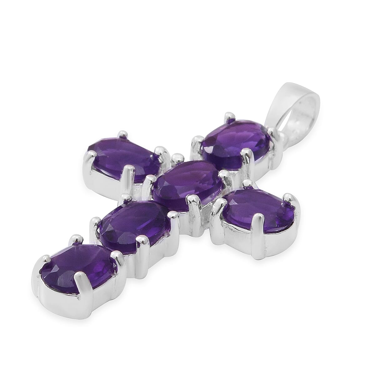 Amethyst Cross Pendant in Sterling Silver.