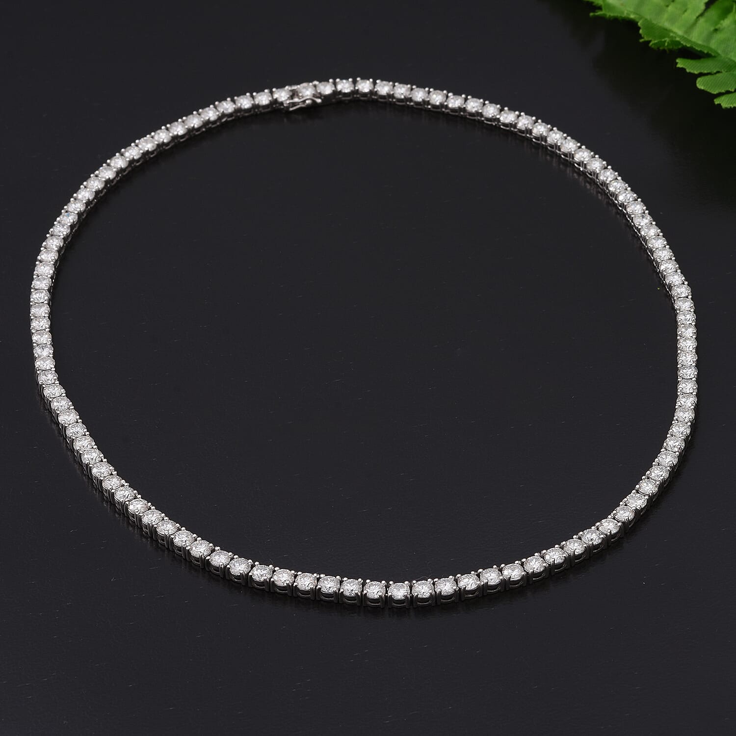 Moissanite Necklace (Size - 18) in Rhodium Overlay Sterling Silver 23.03 Ct, Silver Wt. 24.00 Gms