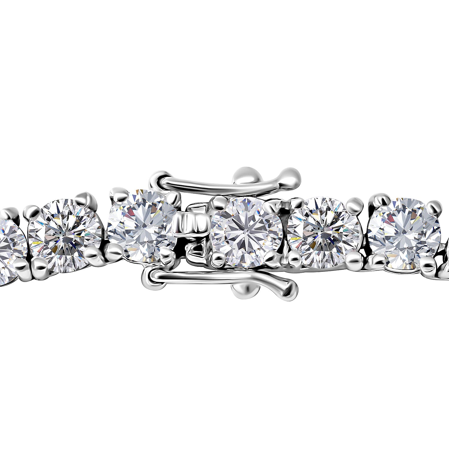 Moissanite Necklace (Size - 18) in Rhodium Overlay Sterling Silver 23.03 Ct, Silver Wt. 24.00 Gms