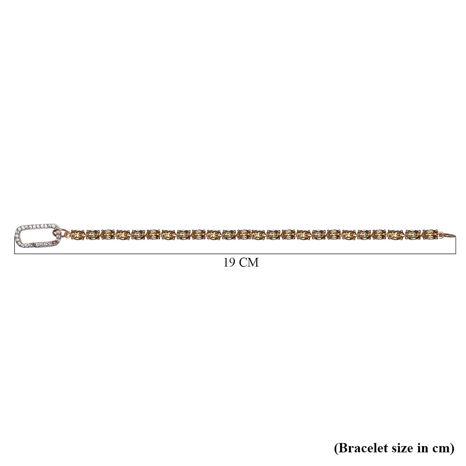 Citrine and Simulated Diamond Bracelet (Size - 7.5) in 14K Gold Overlay Sterling Silver, Silver Wt. 9.04 Gms