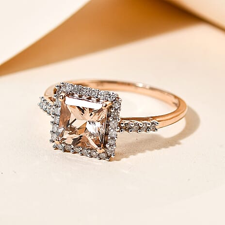 Tuscon Close Out Deal - 9K Rose Gold Premium Morganite and Diamond Ring 2.00 Ct.