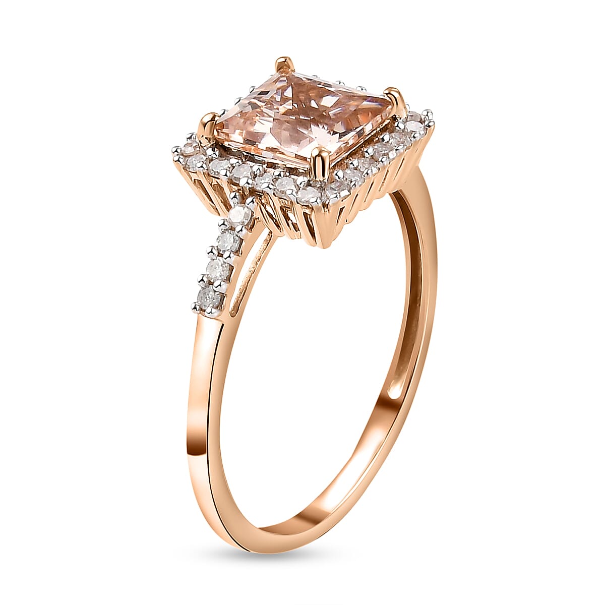 Tuscon Close Out Deal - 9K Rose Gold Premium Morganite and Diamond Ring 2.00 Ct.