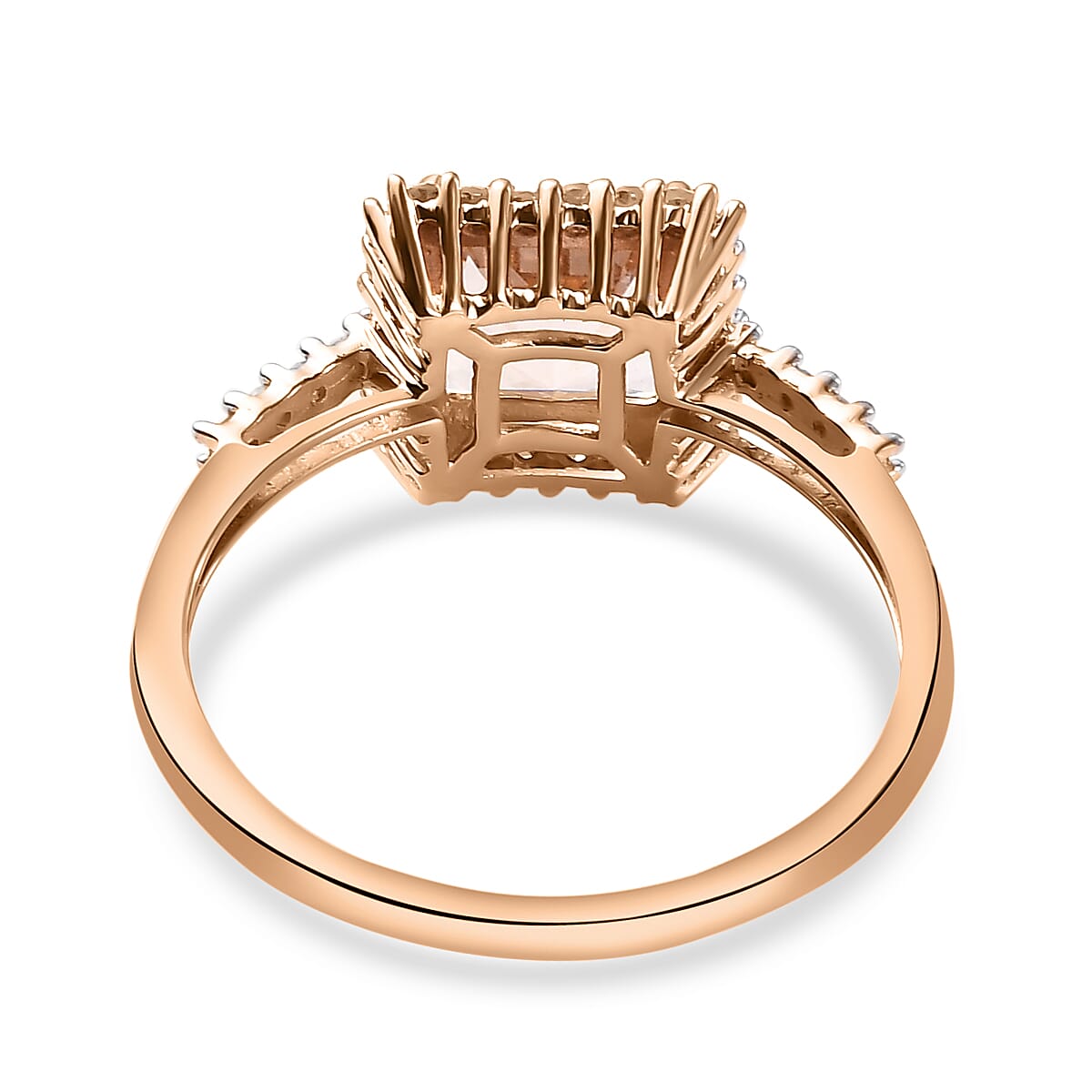 Tuscon Close Out Deal - 9K Rose Gold Premium Morganite and Diamond Ring 2.00 Ct.