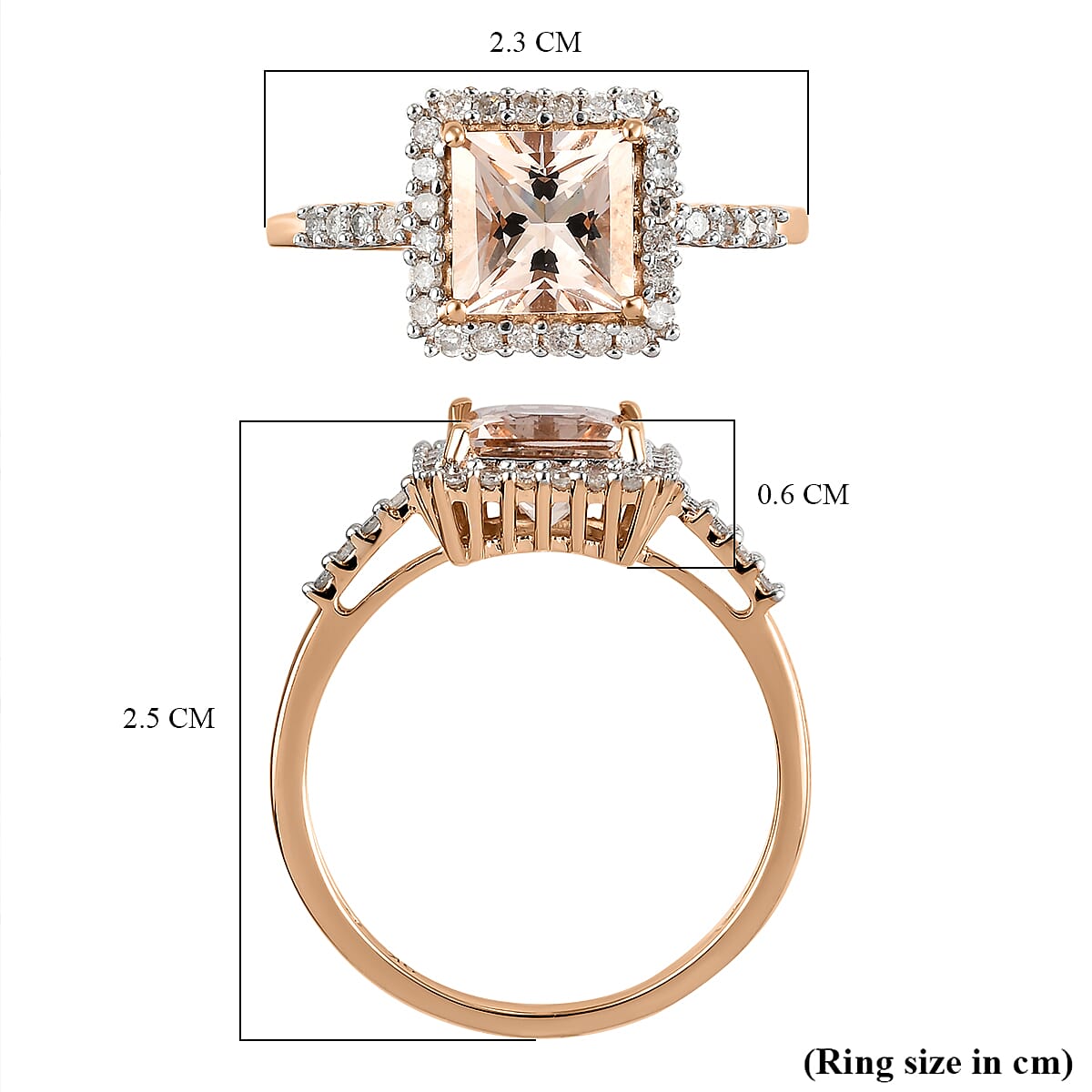 Tuscon Close Out Deal - 9K Rose Gold Premium Morganite and Diamond Ring 2.00 Ct.