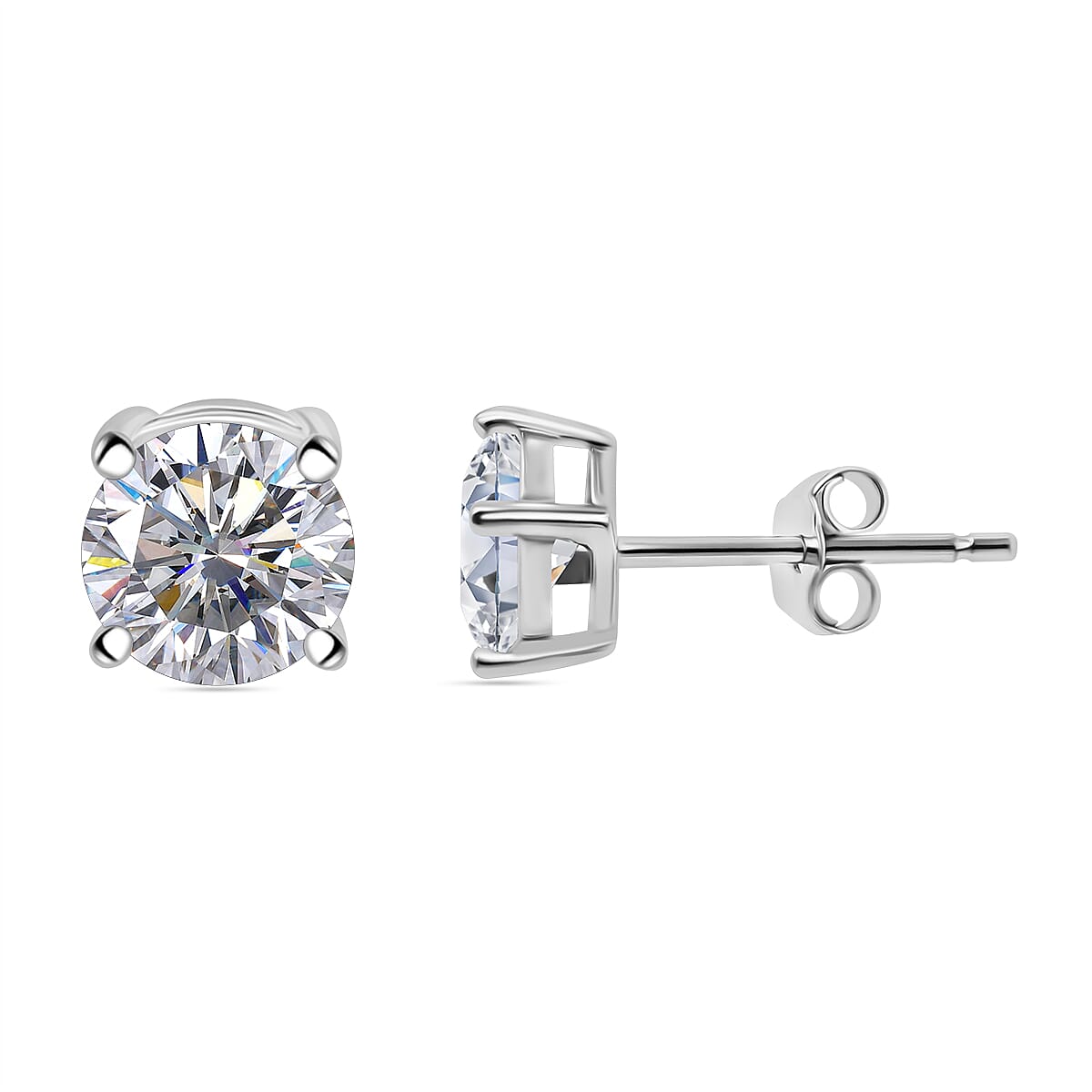 Biggest Close Out - Set of 3 Simulated Diamond Earrings (With Push Back - Clasp) in Sterling Silver
