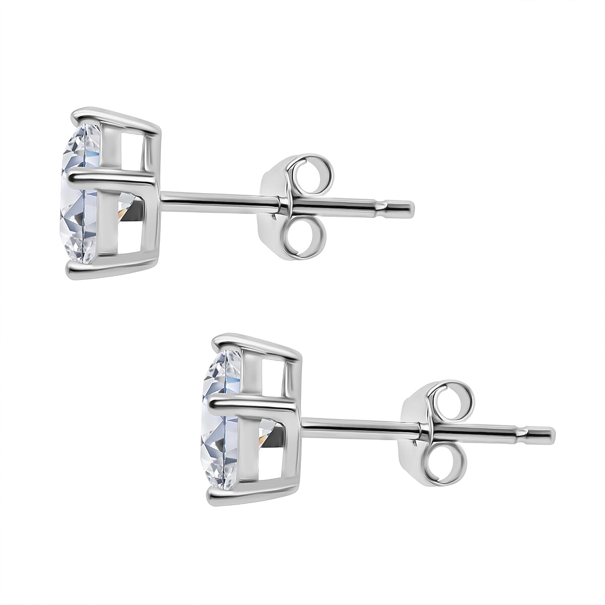 Biggest Close Out - Set of 3 Simulated Diamond Earrings (With Push Back - Clasp) in Sterling Silver