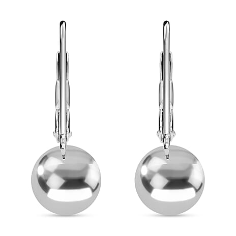 NY Closeout - White Gold Plated Sterling Silver Earrings with Lever Back