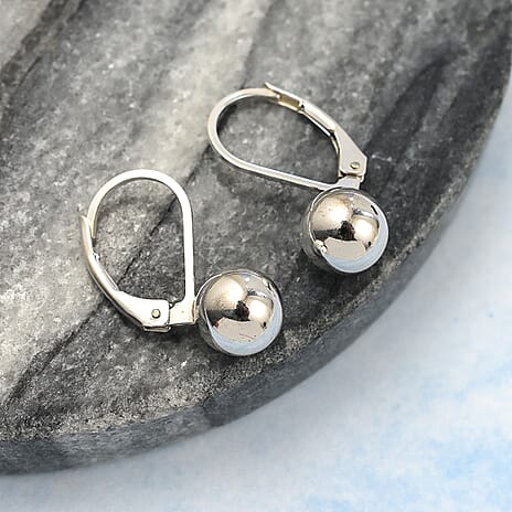 NY Closeout - White Gold Plated Sterling Silver Earrings with Lever Back