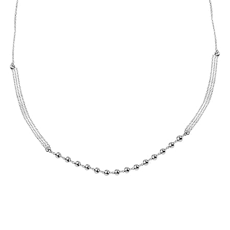 Adjustable Bead Station Necklace Size 20 in Sterling Silver