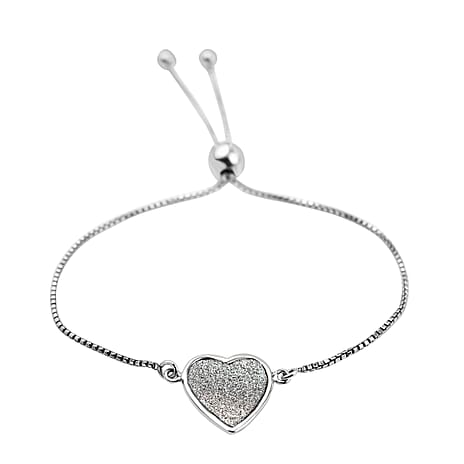 NY Closeout - White Gold Plated Sterling Silver Adjustable Bracelet (Size - 6.5 - 9)